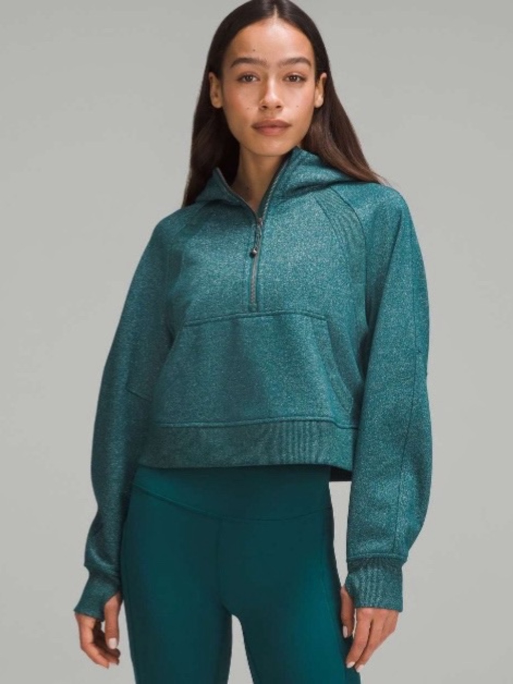 Lululemon Scuba Oversized Half Zip Hoodie Size XS S Teal Sweatshirt Pullover
